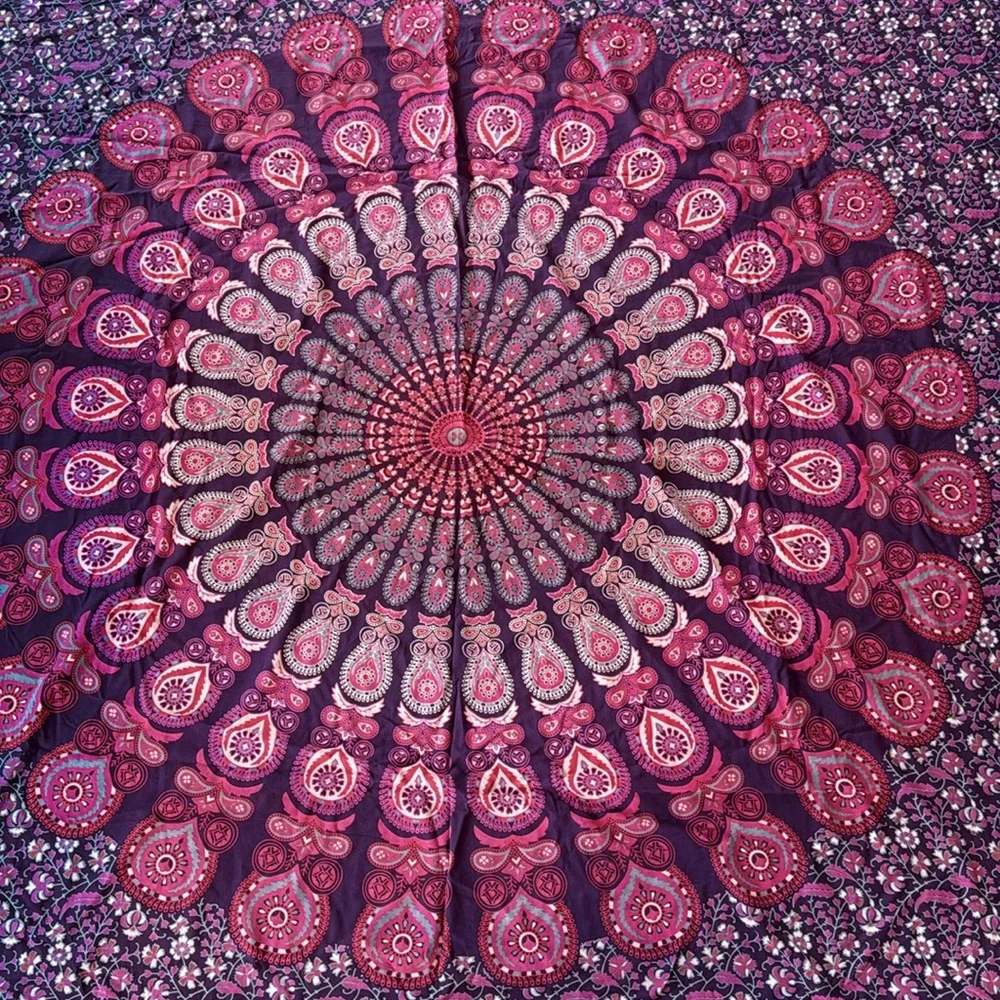 Gently Used Indian Bohemian Mandala Large Purple Printed Wall Decor Tapestry